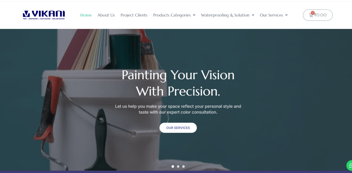 The Vikani Paints website was designed and developed by iTech Web Solutions to create a professional and user-friendly