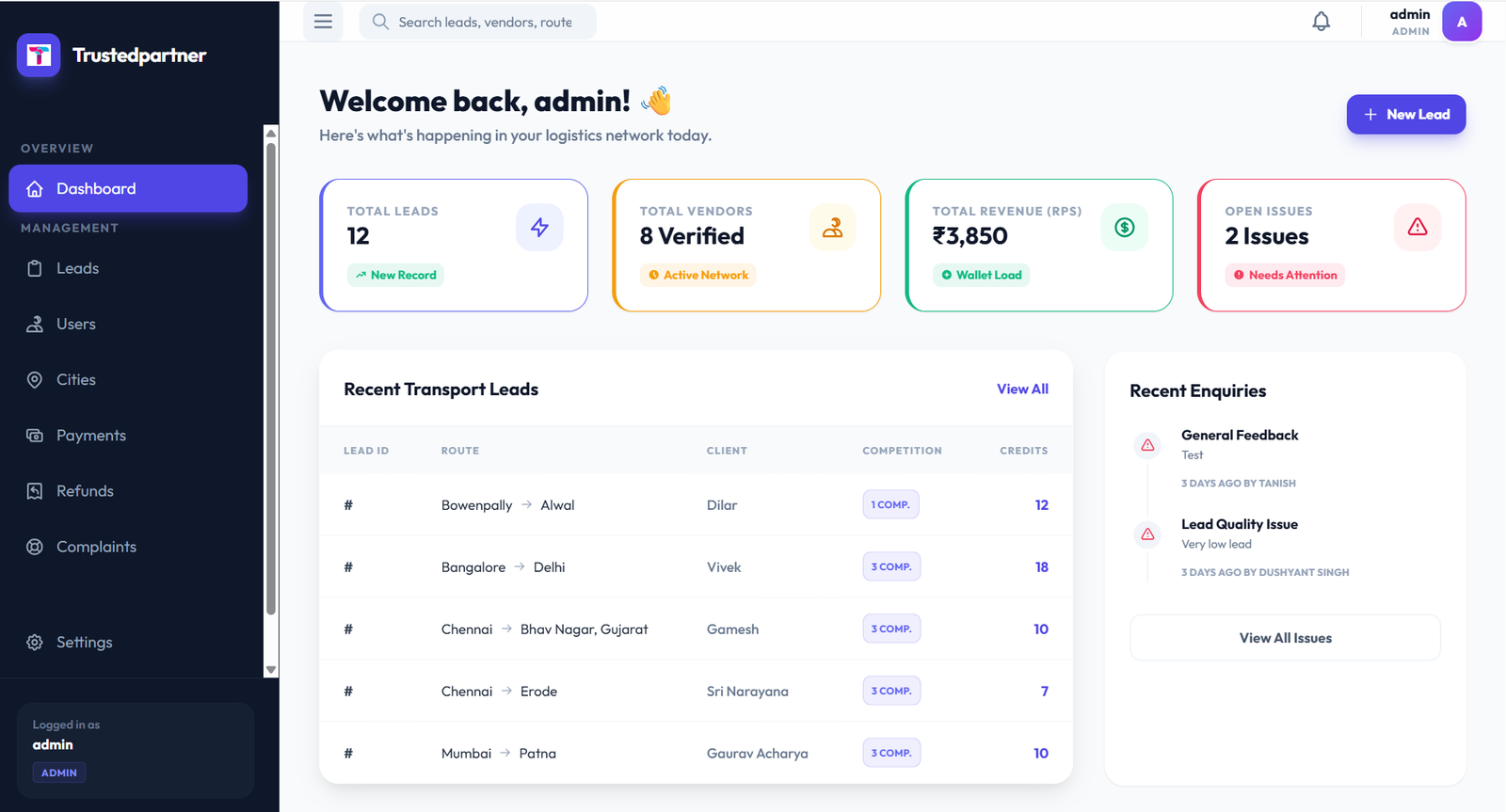 Trusted Partner - Online Logistics and Fleet Management System
