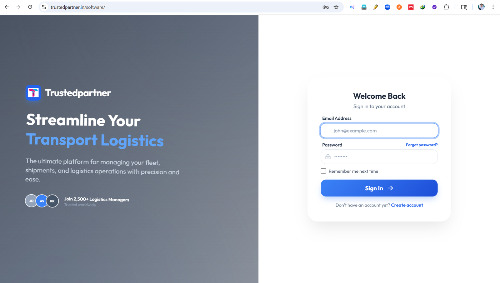Trusted Partner - Online Logistics and Fleet Management System