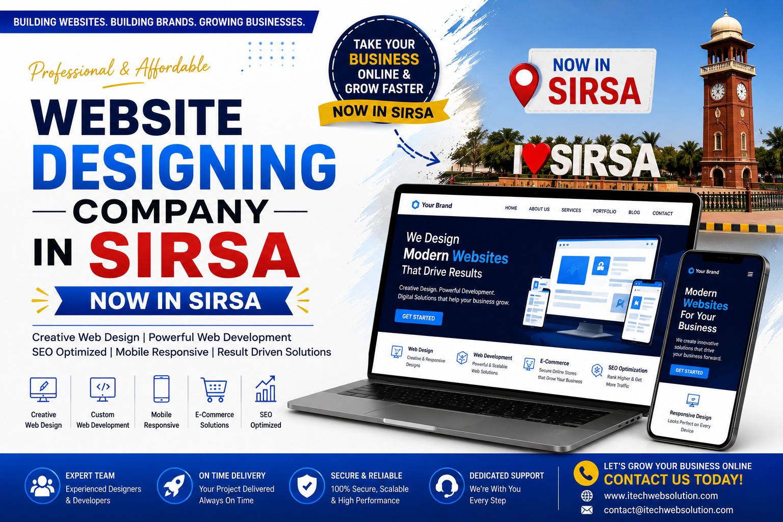 Looking for the best Website Designing Company in Sirsa? iTech Web Solutions offers professional web design, website development, WordPress, eCommerce, SEO, and custom web development services in Sirsa.