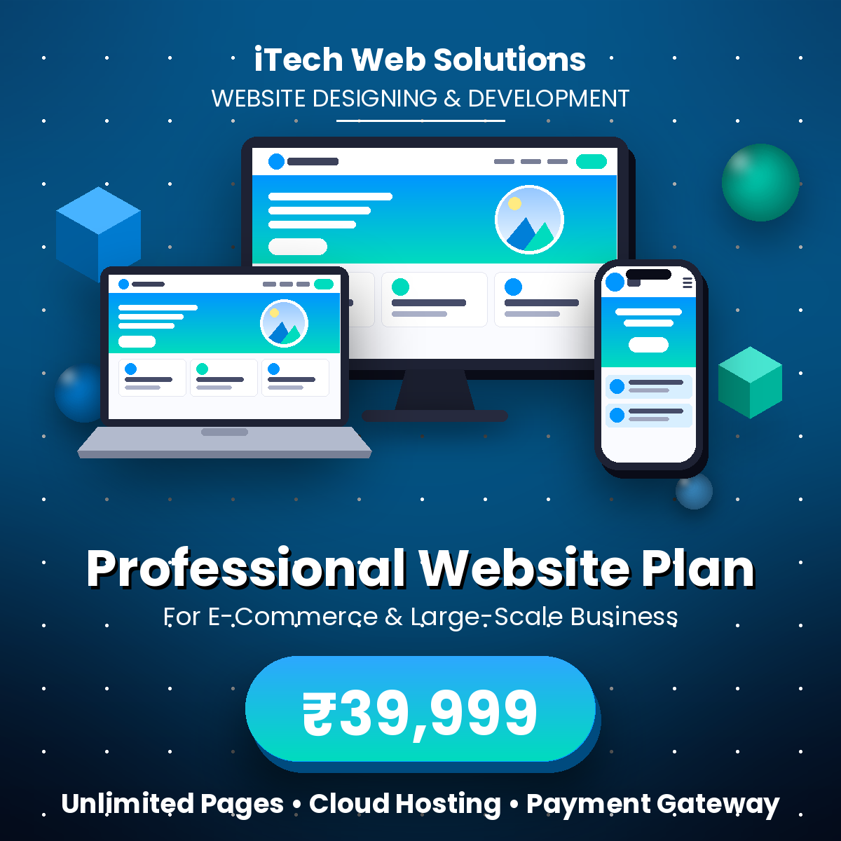 For medium-scale and large-scale businesses, or new startups, go for our Professional Website Development Plan (For E-Commerce & Large-Scale Business)